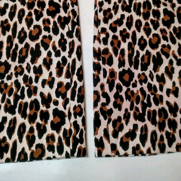 J Crew Remi Pants Women Size 6 Leopard Print Stretch Twill Zip Up Cat Print - Picture 13 of 15
